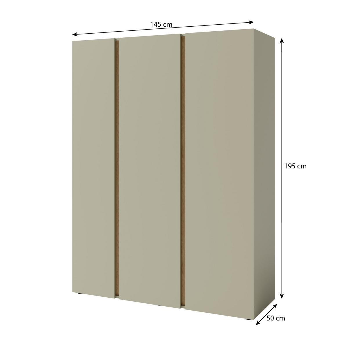 DREHTÜRENSCHRANK Lico mit 3 Türen, Eukalyptus - Eukalyptusholzfarben, Holzwerkstoff (145/195/50cm) - Beautysofa