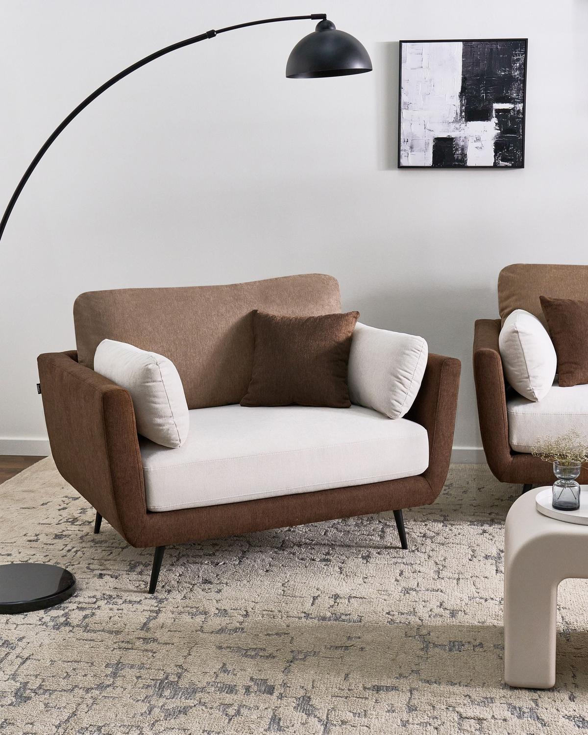 SESSEL Stoff Braun Bolga - Hellbraun, Textil (119/89/83cm) - Beliani