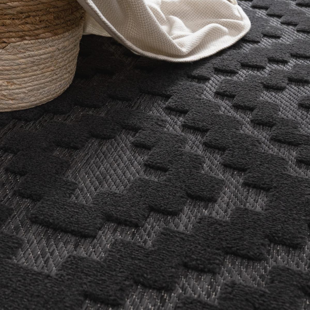 KURZFLORTEPPICH, mit Rauten-Struktur, Anthrazit, 80 x 150 cm - Anthrazit, Textil (150/80cm) - KADIMA DESIGN