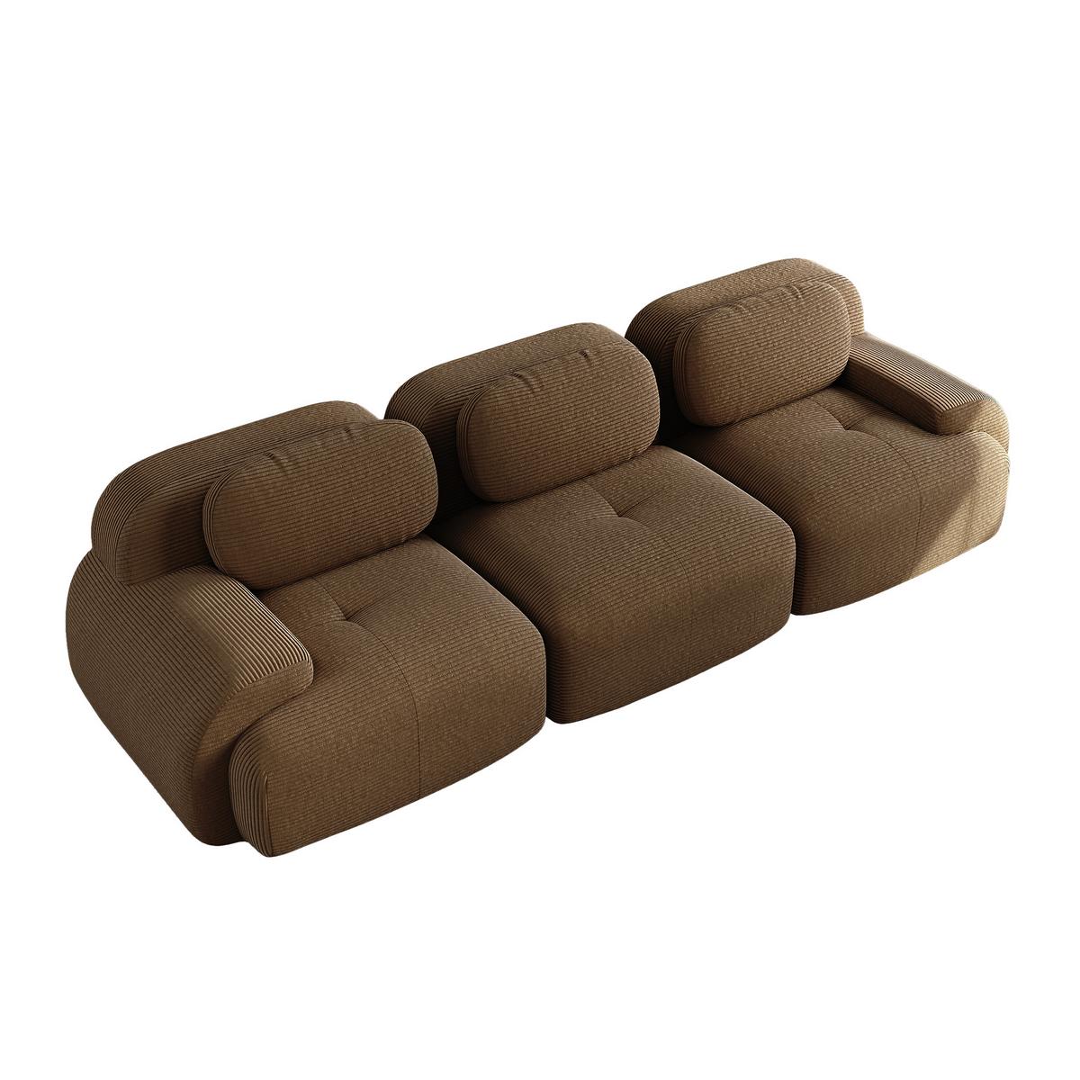 3-SITZER SOFA cord in braun, rahmenlos & montagefrei - Walnussfarben, Textil (298/75/103cm) - Urban Meuble