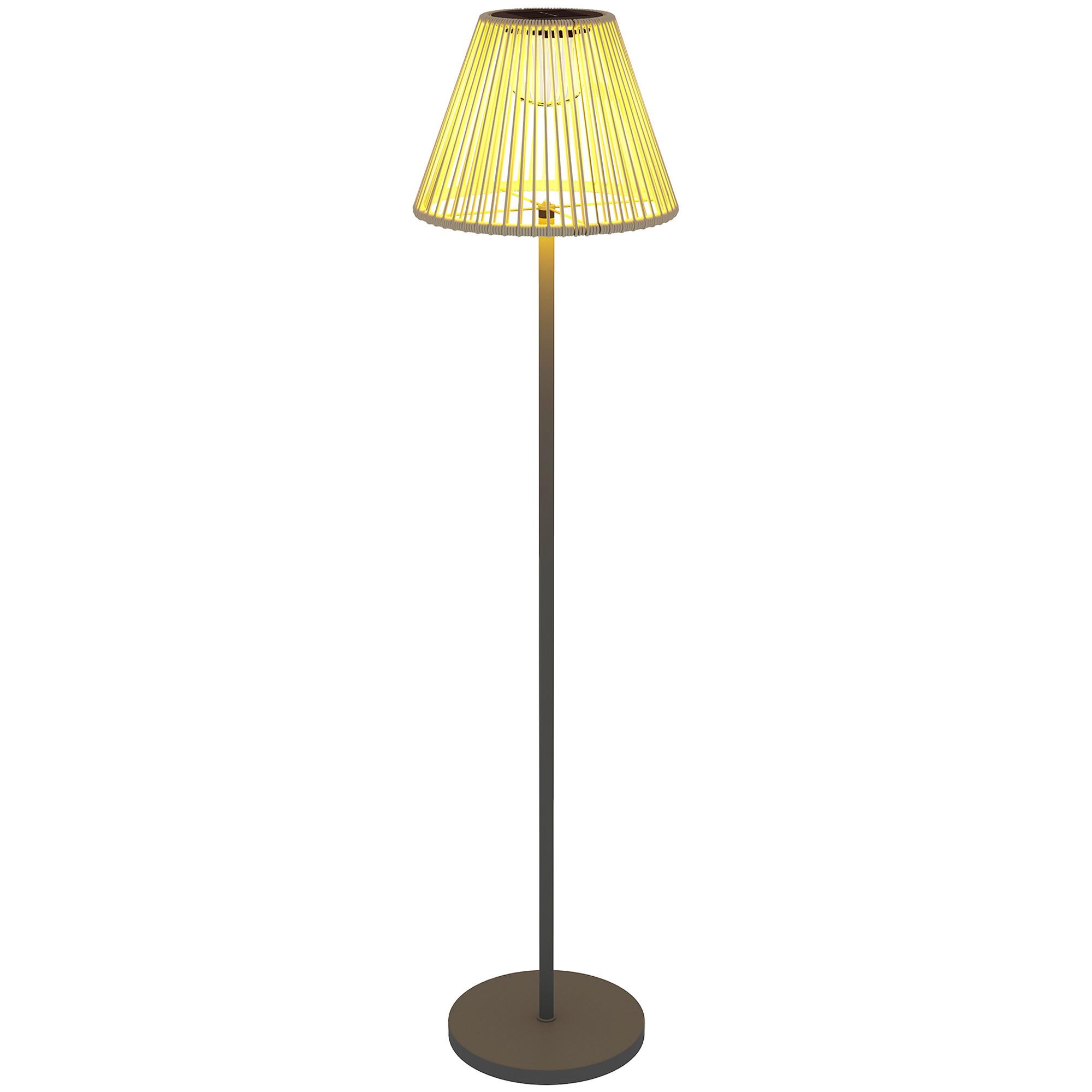 STEHLAMPE aus Rattan, Solarlampen mit Lichtsensor 25 LED-Lichte IP44 - Grau, Metall (33/33/135cm) - Outsunny