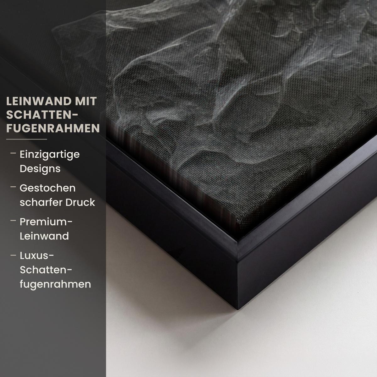 LEINWAND Bilder mit Rahmen - Blätter - Gold - Baum - Fels - 100x70 - Schwarz, Textil (100/70cm) - MuchoWow