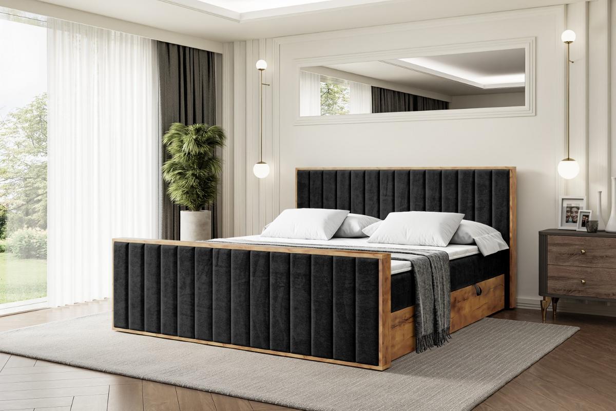 BOXBETT mit Matratze H3 und Lattenrost - LOLLI4-Z - 120x200 - Schwarz Casablanca - Schwarz, Holzwerkstoff (120/200cm) - ALTDECOR