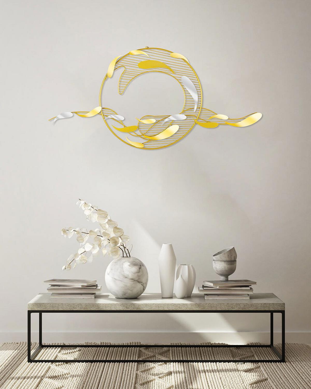 WANDDEKO Gold 121/53 cm - Goldfarben/Kupferfarben, Metall (3.2/53/6cm) - KUNSTLOFT