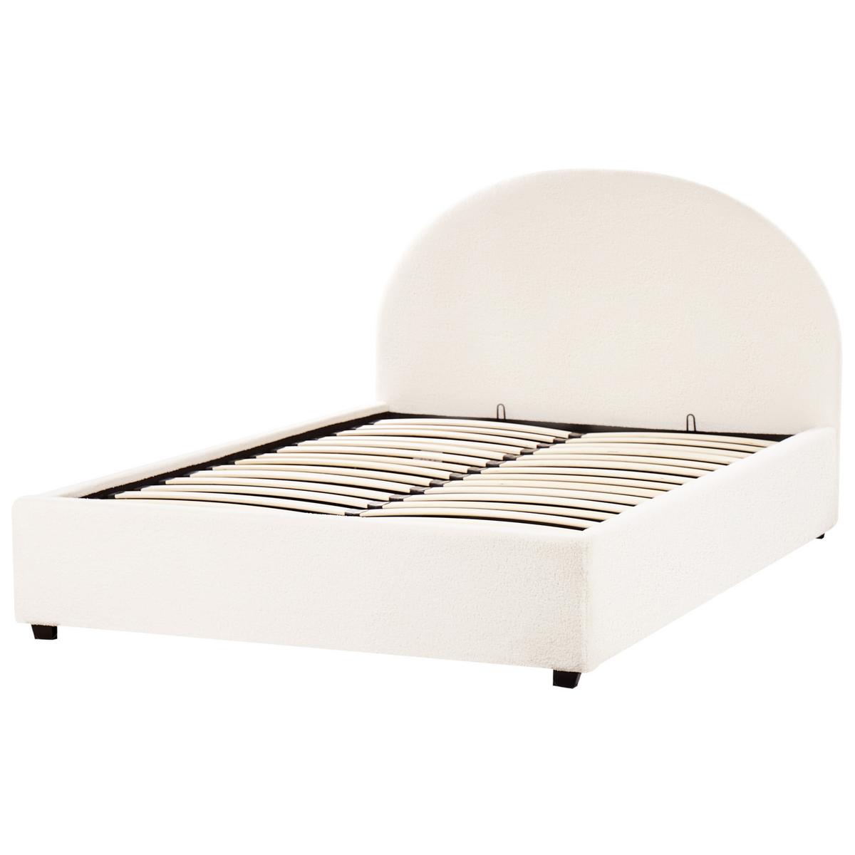 BETT mit Stauraum 140/200 cm Cremeweiß Vaucluse - Weiß, Textil (140/200cm) - Beliani