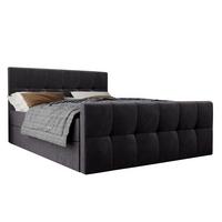 BOXBETT Settlio 140/200 cm in Grau – mit Bettkasten + TOPPER - Schwarz/Grau, Holz/Holzwerkstoff (140/200cm) - AX Living