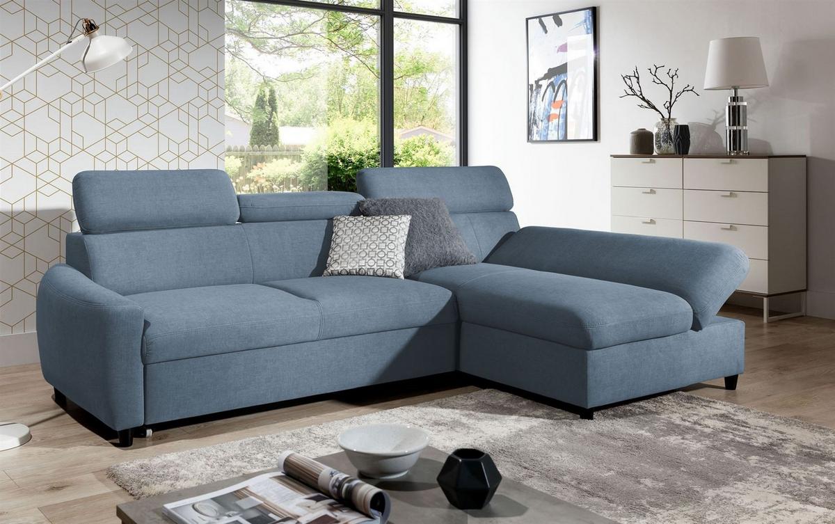 ECKSOFA Schlafsofa Anton Xs In Esito - Hellblau, Holzwerkstoff/Textil (170/260cm) - Fun Möbel