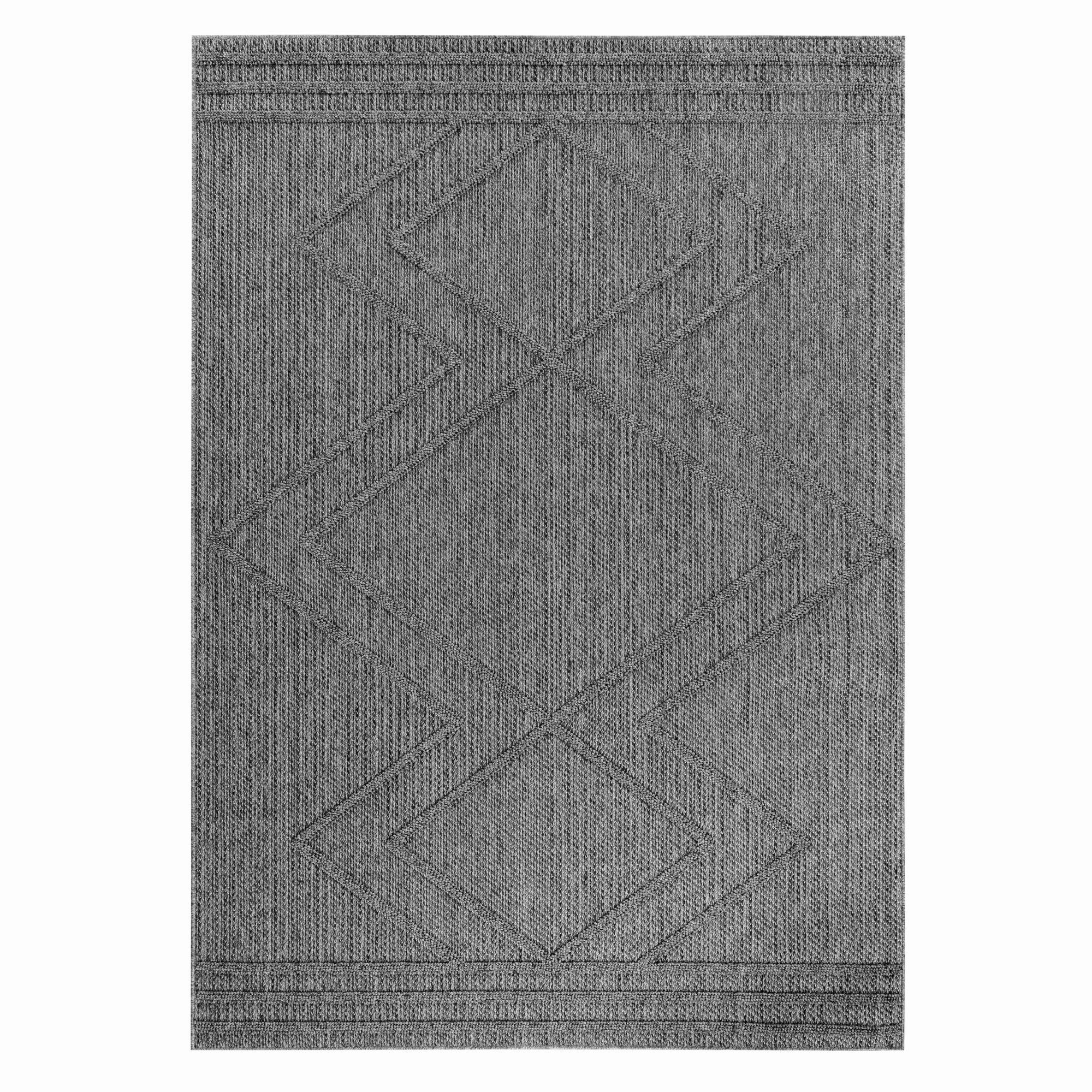 TEPPICH Outdoor IMST in Grau, im Boho-Stil, aus Polypropylen, 120 x 170 cm - Grau, Textil (120/170cm) - KADIMA DESIGN