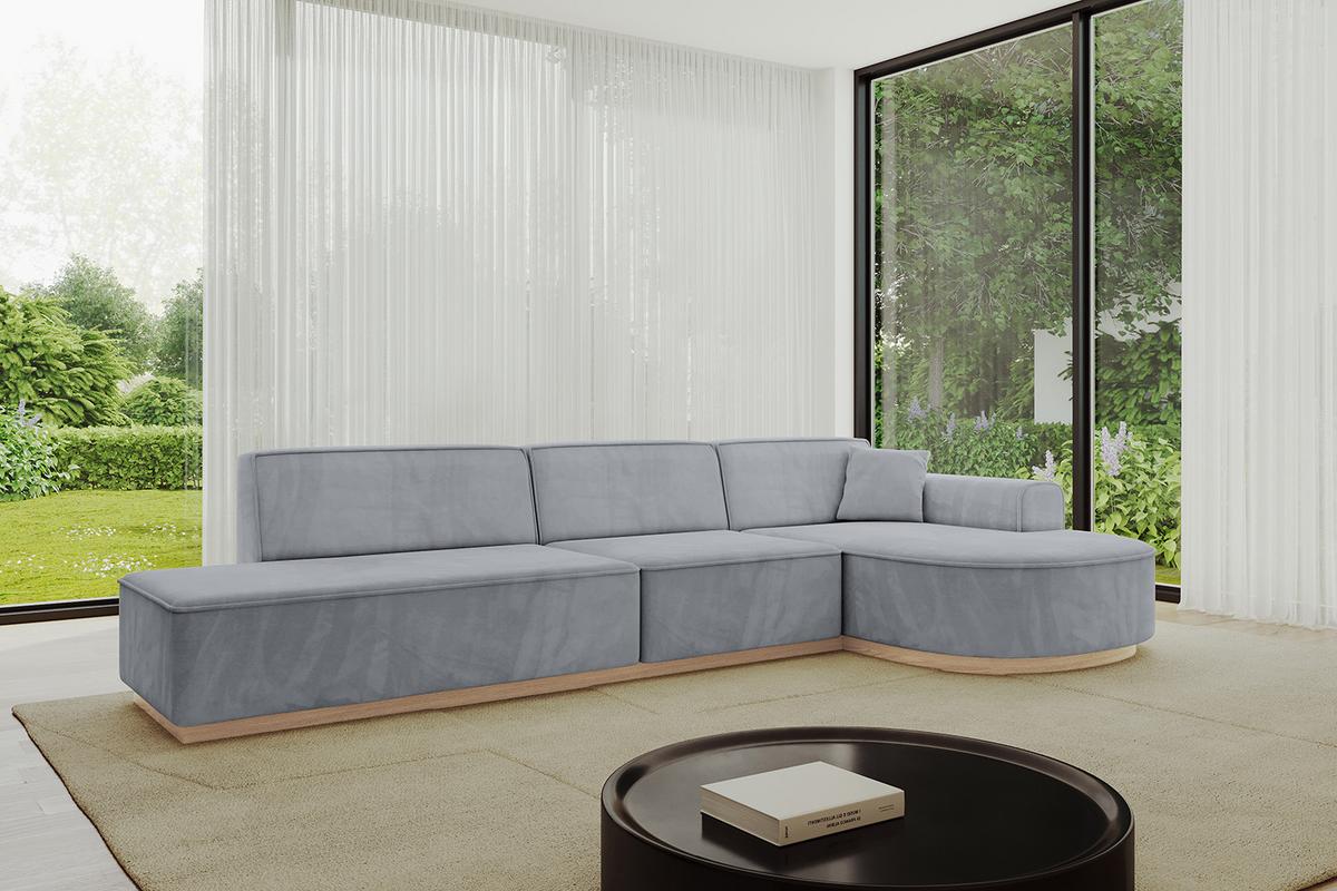 ECKSOFA Ottomane Rechts ARRIO-L2 - 328x171x83 cm Hellgrau - Grau, Holzwerkstoff/Textil (328/171cm) - ALTDECOR