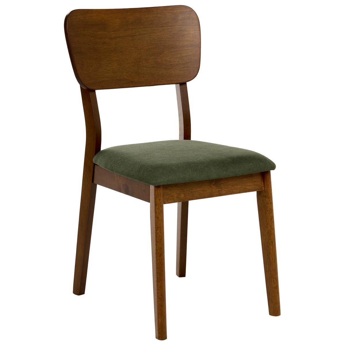ESSZIMMERSTUHL 2er-Set Dunkelbraun Minier - Dunkelbraun/Grün, Holz (46/85/51cm) - Beliani