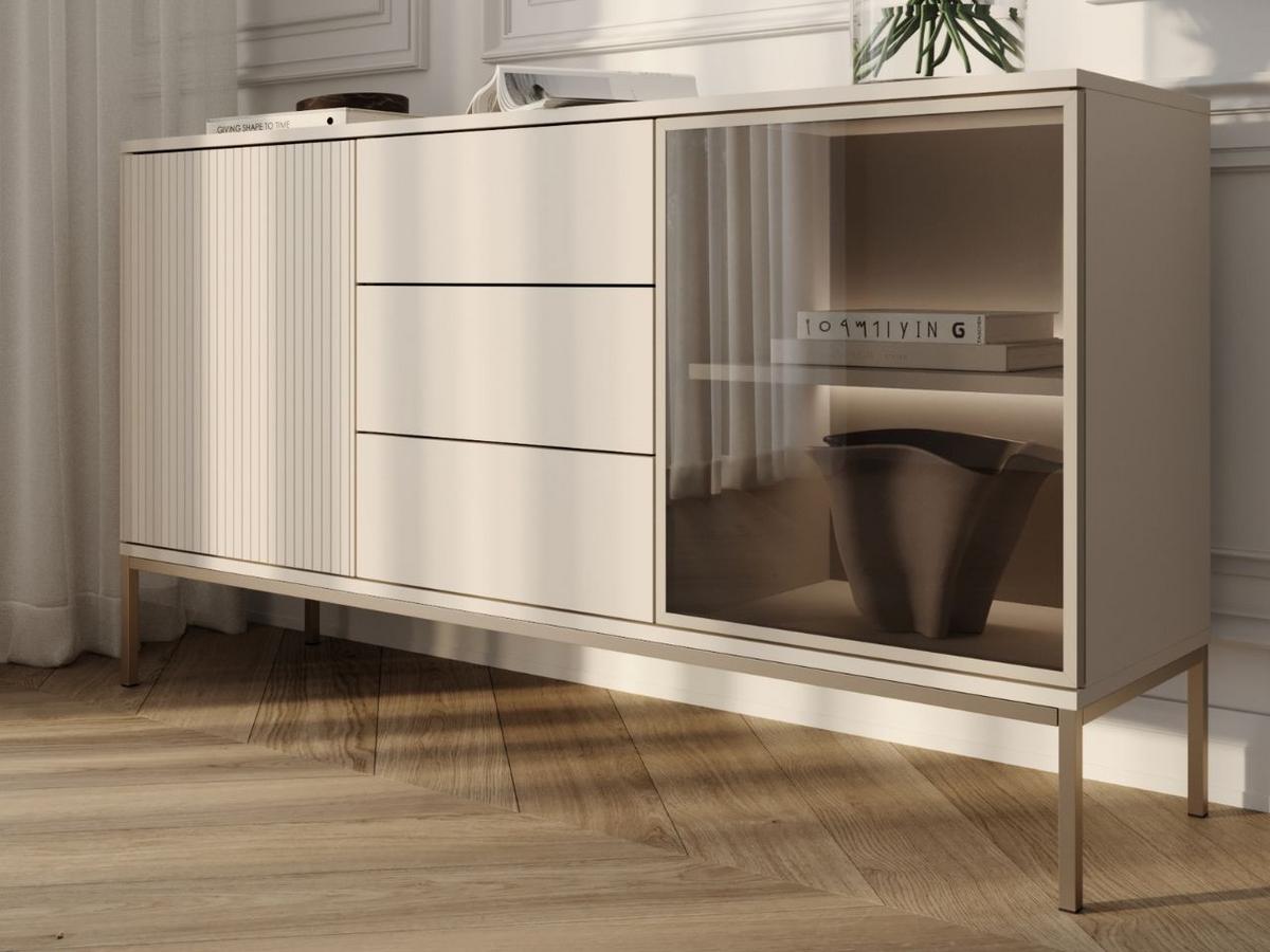 KOMMODE Kaschmir 154/83/39 cm Deo - Kaschmir/Champagner, Glas/Naturmaterialien (154/83/39cm) - Graingold
