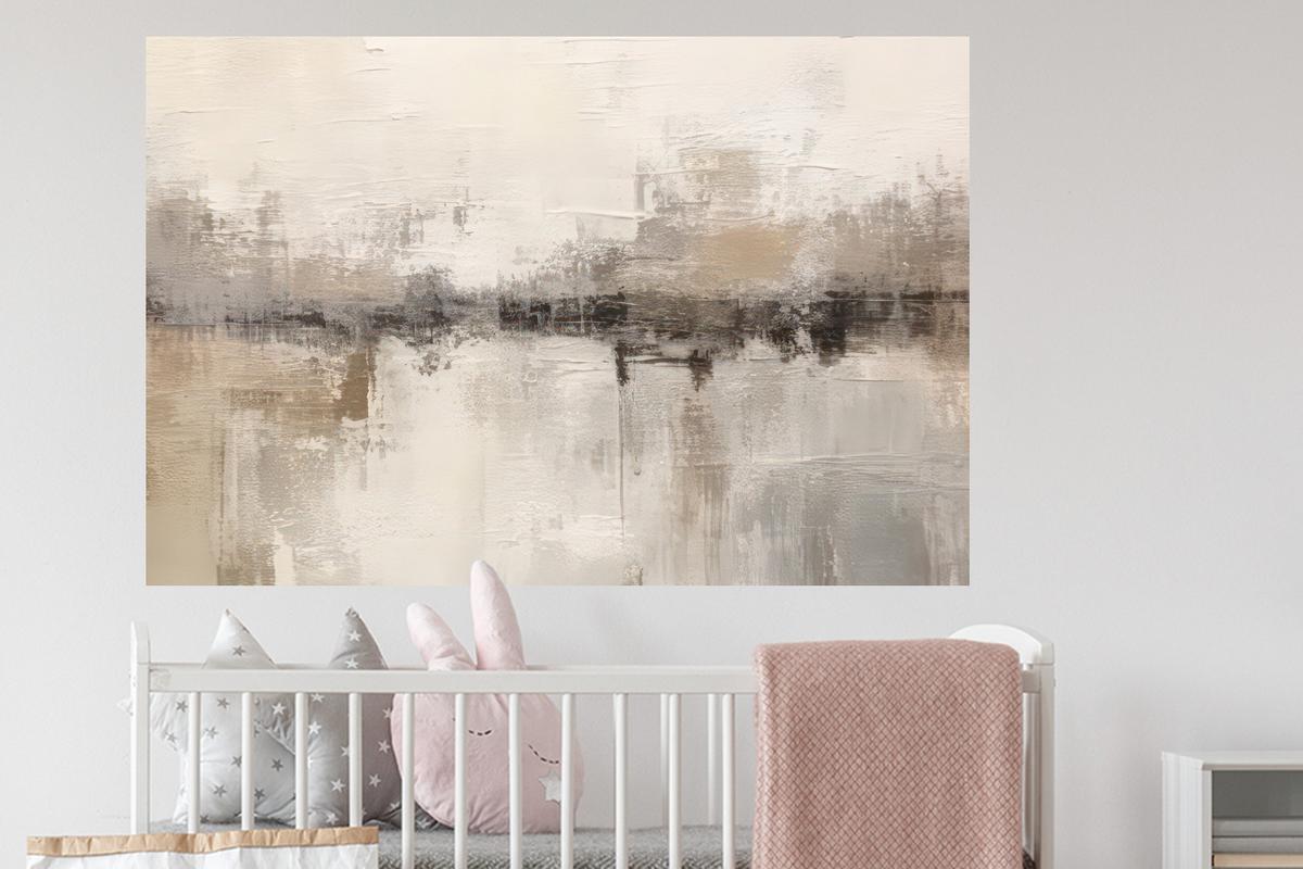WANDTATTOO Moderne Kunst - Abstrakt - Beige Wandsticker 120x80 cm - Beige, Kunststoff (120/80/0.1cm) - MuchoWow