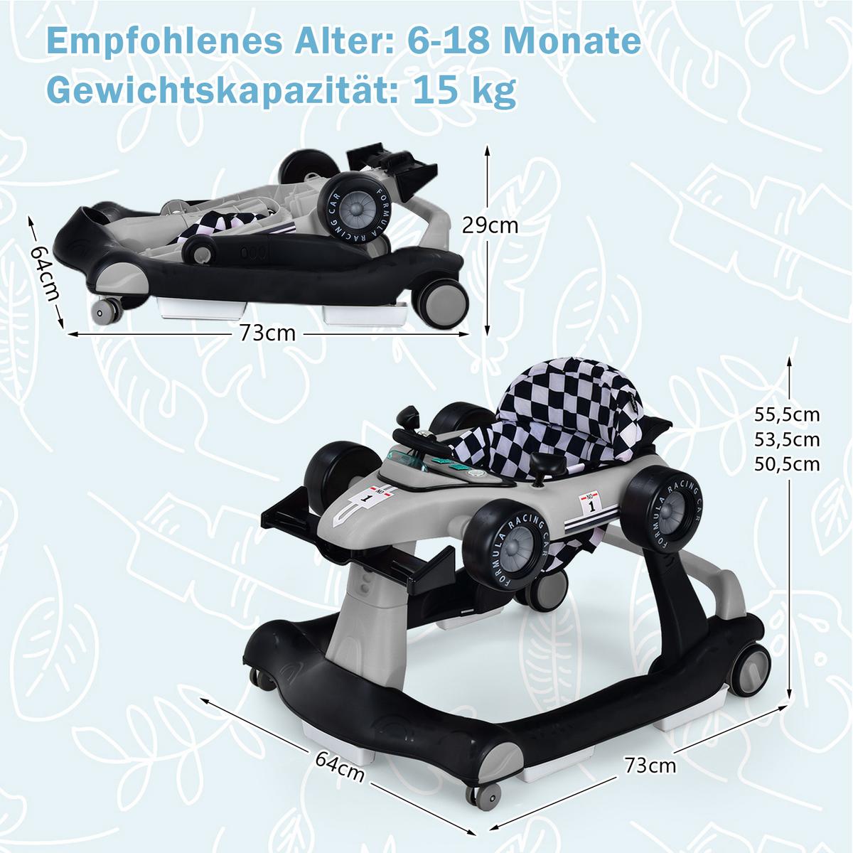LAUFLERNWAGEN Klappbar Grau - Grau, Kunststoff (76/56/64cm) - COSTWAY