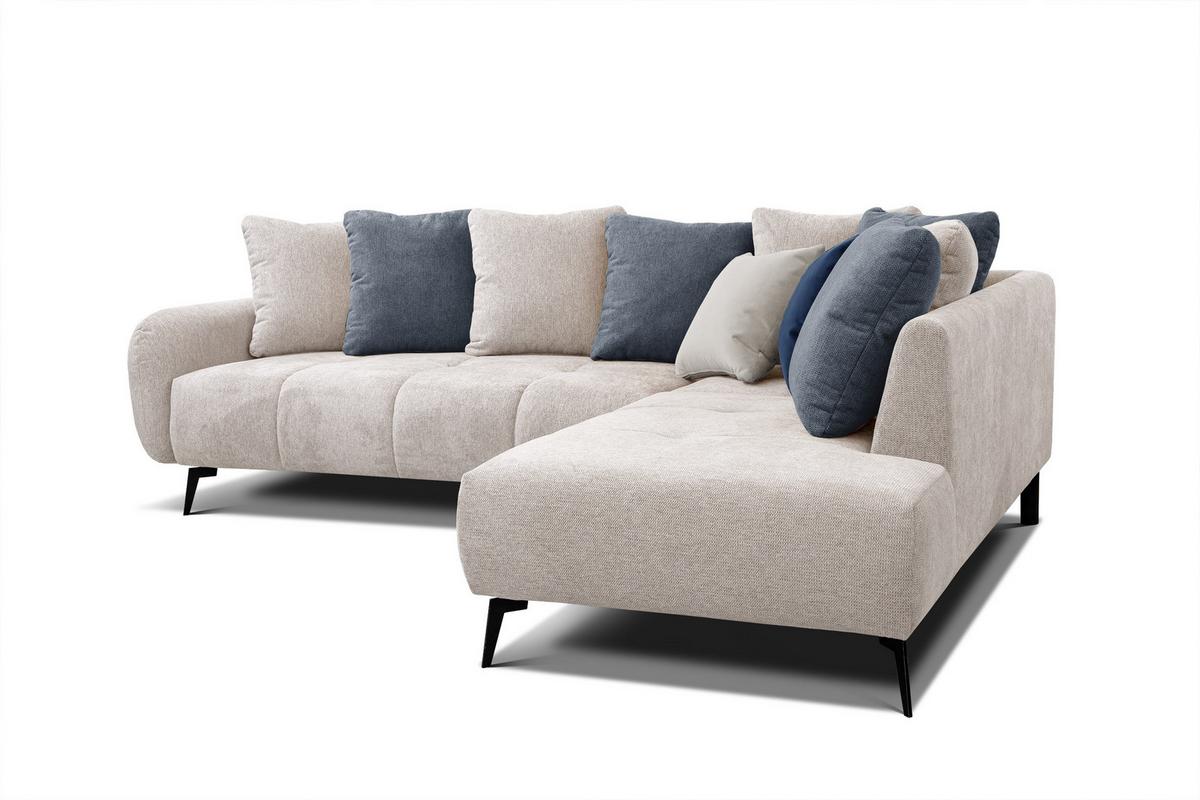 ECKSOFA EVENTO 5-Sitzer, creme - Creme/Schwarz, Holzwerkstoff/Textil (266/206cm) - Wozimo