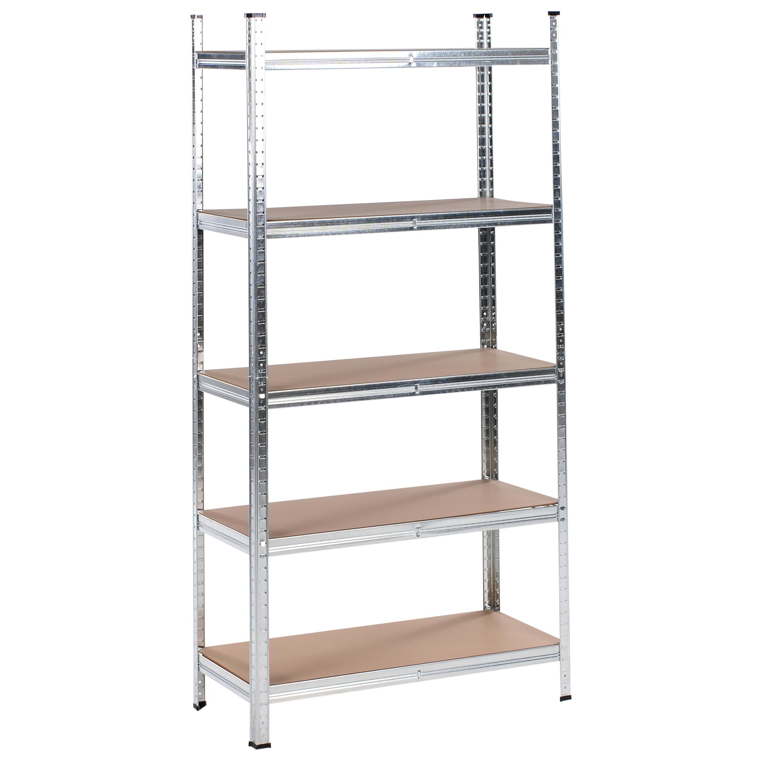 GARAGENREGAL Metall 150 /75 cm Silber Xitta - Silberfarben/Braun, Metall (75/150/30cm) - Beliani