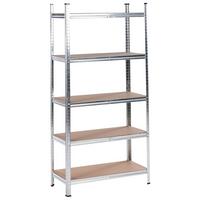 GARAGENREGAL Metall 150 /75 cm Silber Xitta - Silberfarben/Braun, Metall (75/150/30cm) - Beliani