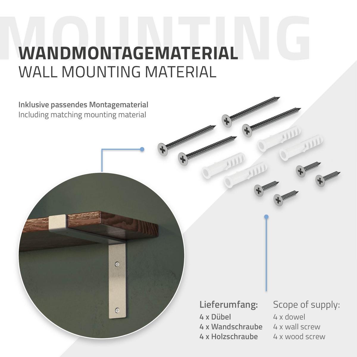 REGALHALTERUNG - Grau, Metall (4/14.5/20cm) - ML-DESIGN