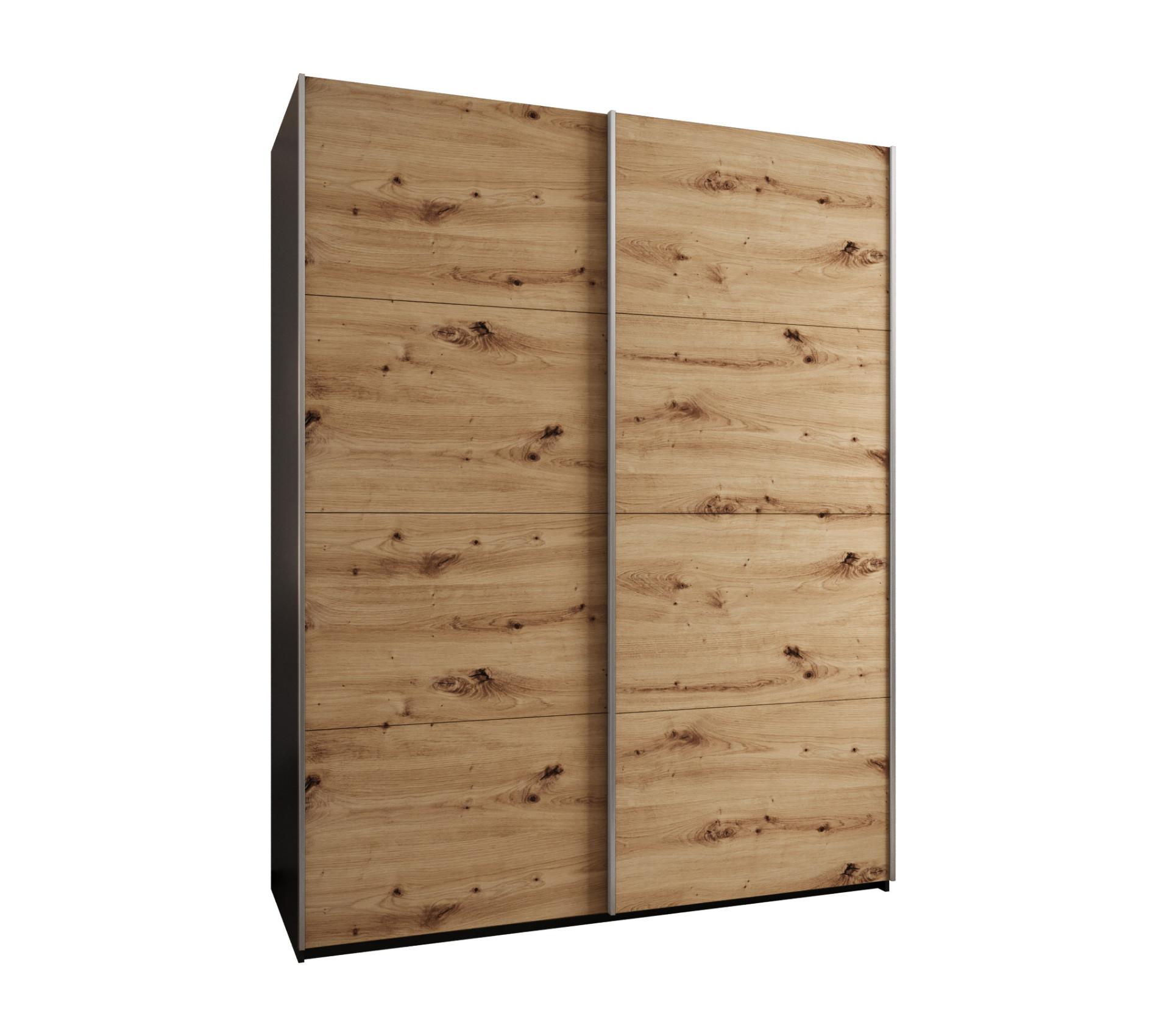 SCHWEBETÜRENSCHRANK 245,5/200/64 2-türig - Silberfarben/Schwarz, Holz/Metall (200/245/64cm) - Abiks Möbel