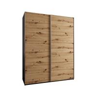 SCHWEBETÜRENSCHRANK 245,5/200/64 2-türig - Silberfarben/Schwarz, Holz/Metall (200/245/64cm) - Abiks Möbel