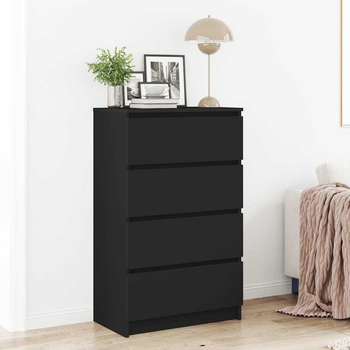 KOMMODE Parker 60/35/98.5 cm - Schwarz, Holzwerkstoff (60/98.5/35cm) - Nettlife