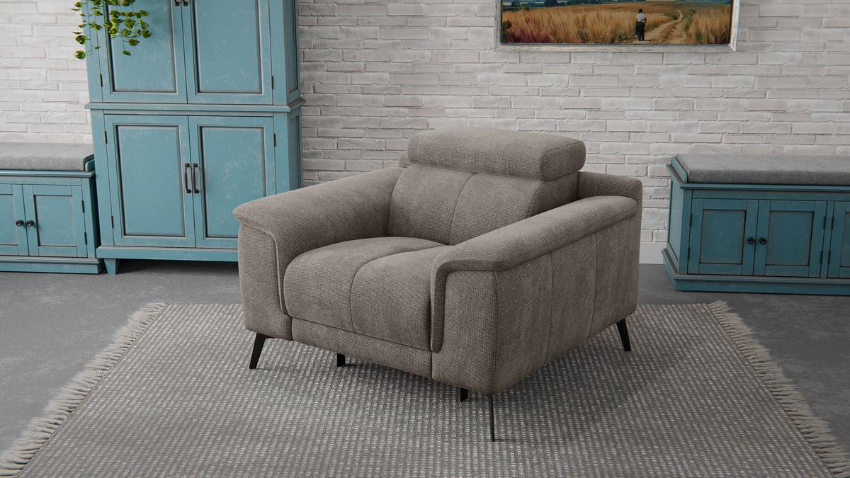 SESSEL FIERO mit Relaxfunktion, taupe - Taupe/Schwarz, Holzwerkstoff/Textil (114/82/103cm) - Wozimo