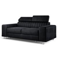 BETTSOFA SOLAN Schwarz Velours-Stoff mit Schlaffunktion - Schwarz, Holz/Textil (194/88/90cm) - MASSENO