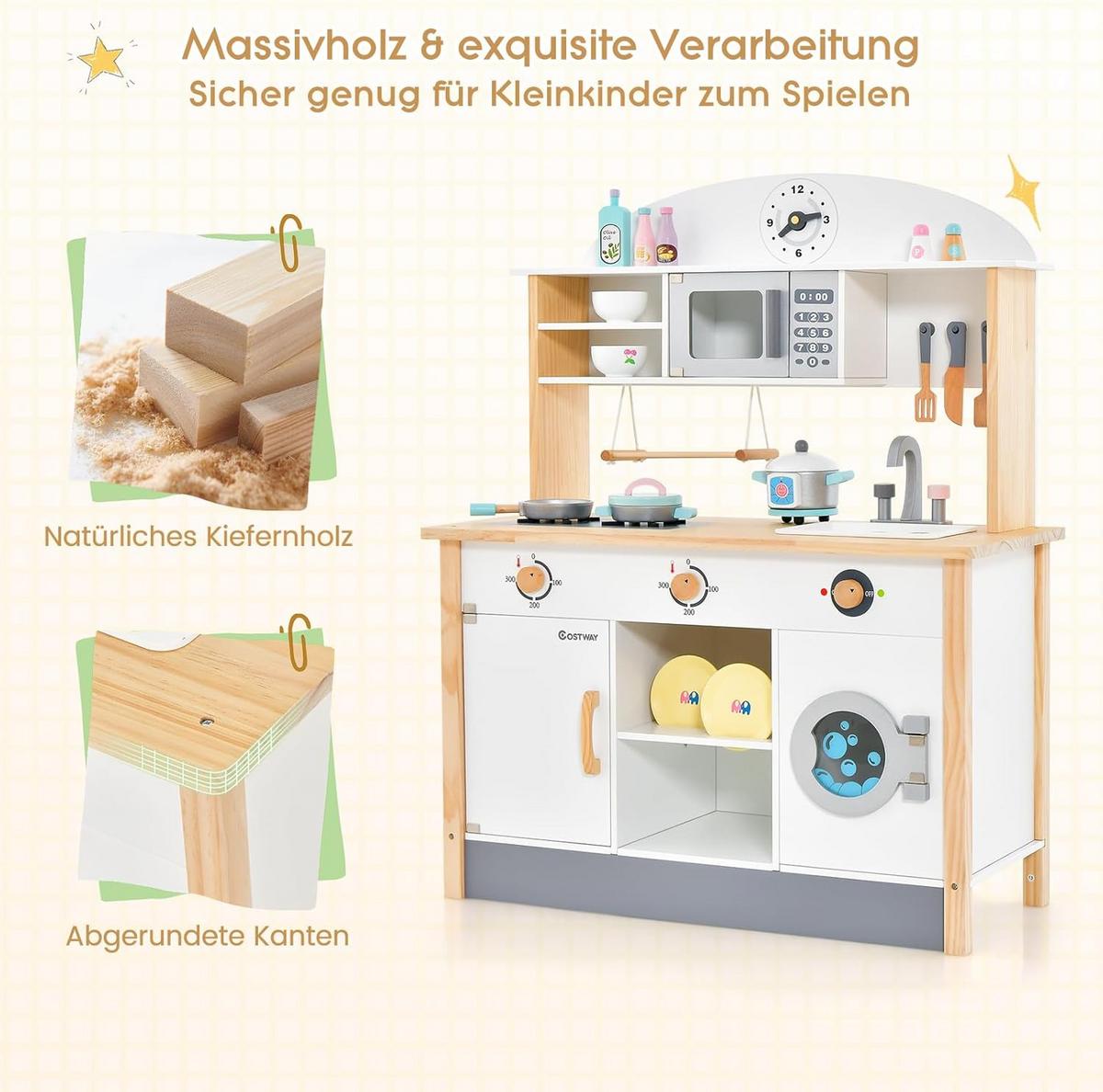 KINDERKÜCHE Weiß - Weiß, Holz (79/98/35cm) - COSTWAY