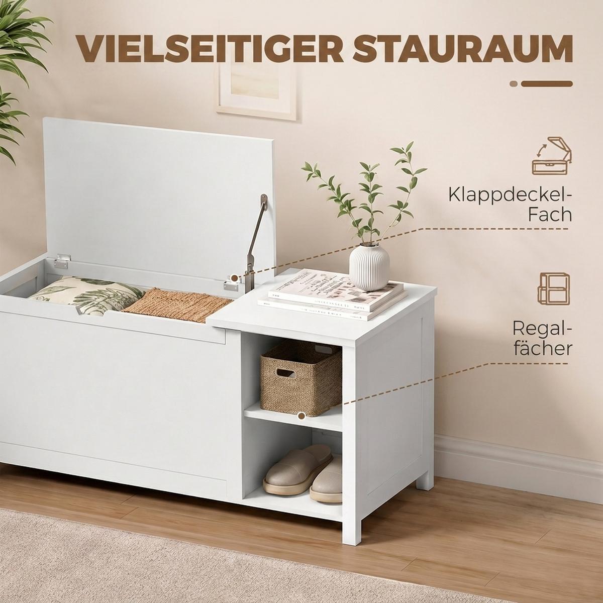 SCHUHBANK MDF Holz Weiß - Weiß, Holz/Holzwerkstoff (40/48.5/100cm) - HOMCOM