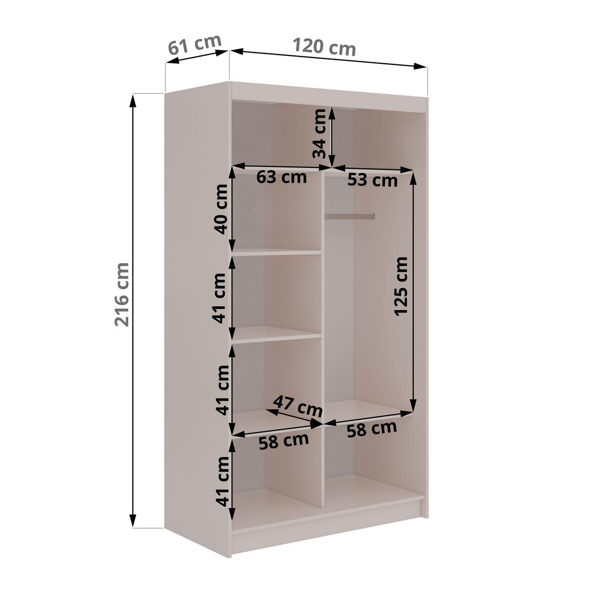 SCHWEBETÜRENSCHRANK mit Spiegel LAOS - 120 - Kaschmir - Eiche Artisan Lamellen - Kaschmir/Alufarben, Holzwerkstoff/Metall (120/216/61cm) - MKS