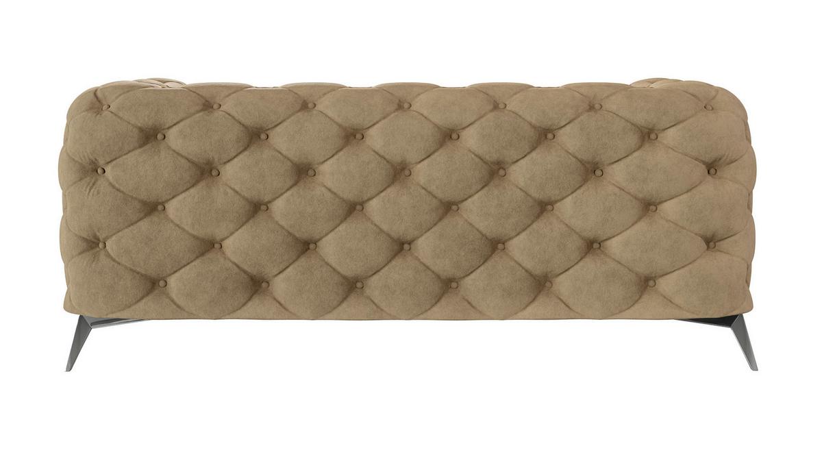 CHESTERFIELD-SOFA 2-Sitzer Laura Beige Samt - Beige/Silberfarben, Holz/Textil (185/75/100cm) - S-Style Möbel