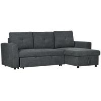 SCHLAFSOFA Ecksofa mit Bettfunktion, 3 Sitzer Couch mit Stauraum, Dunkelgrau - Dunkelgrau/Schwarz, Kunststoff/Textil (141/232cm) - HOMCOM