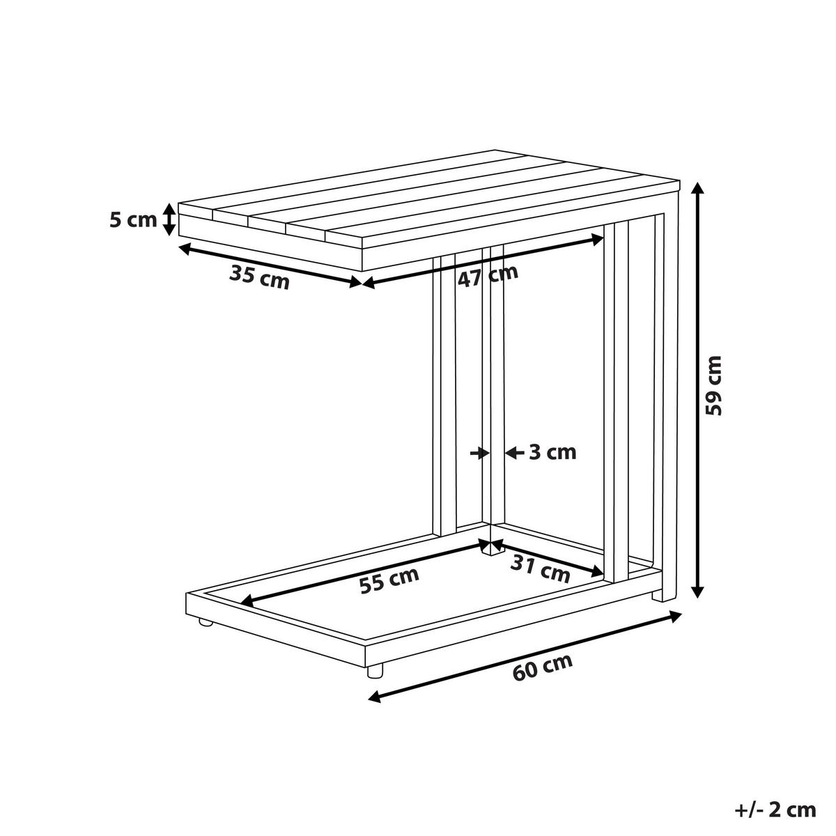 BEISTELLTISCH Heller Holzfarbton Messina - Hellbraun/Weiß, Kunststoff (60/35/59cm) - Beliani