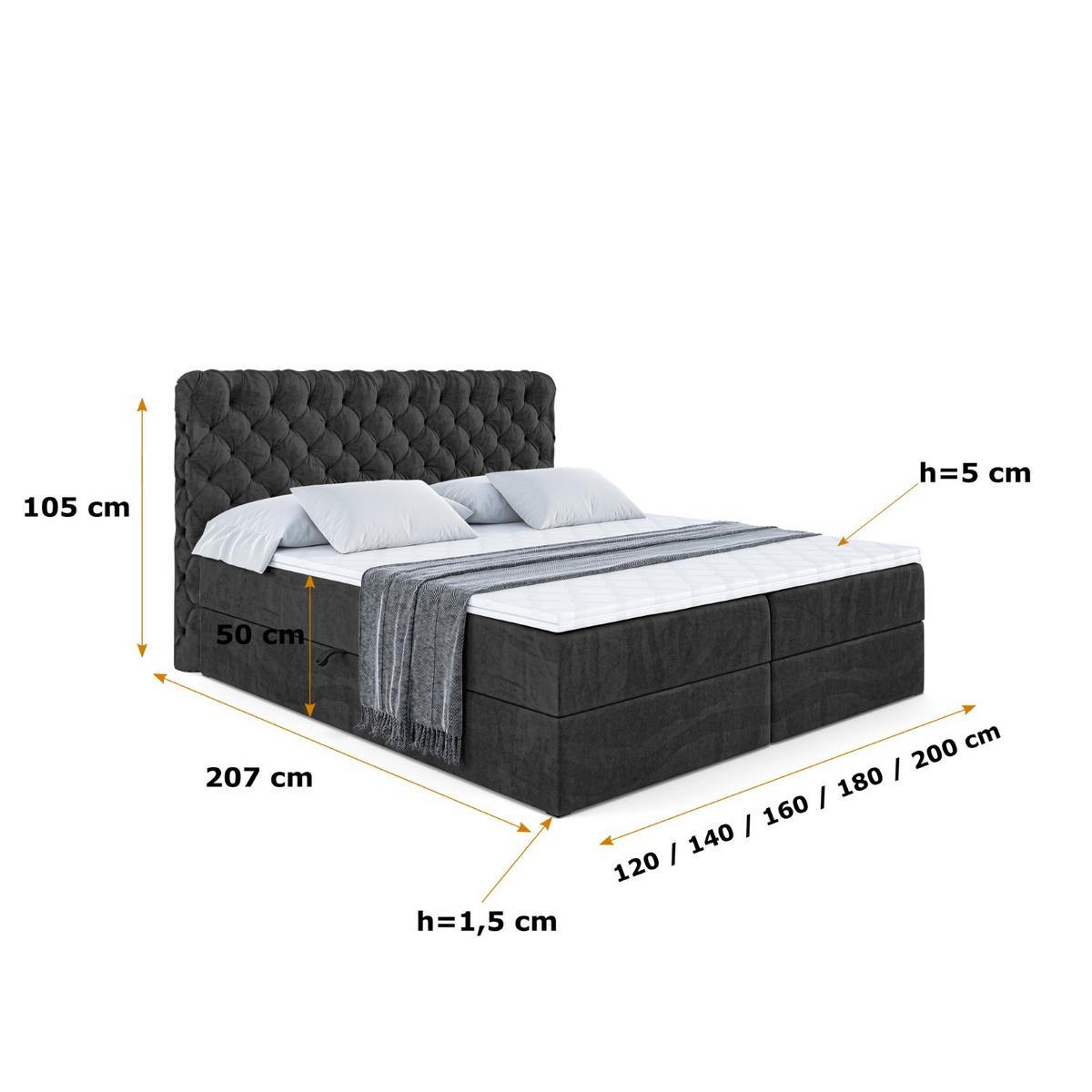 BOXBETT mit Matratze H3 und Lattenrost - BOXI8 - 140x200 cm Schwarz - Schwarz, Holzwerkstoff (140/200cm) - ALTDECOR