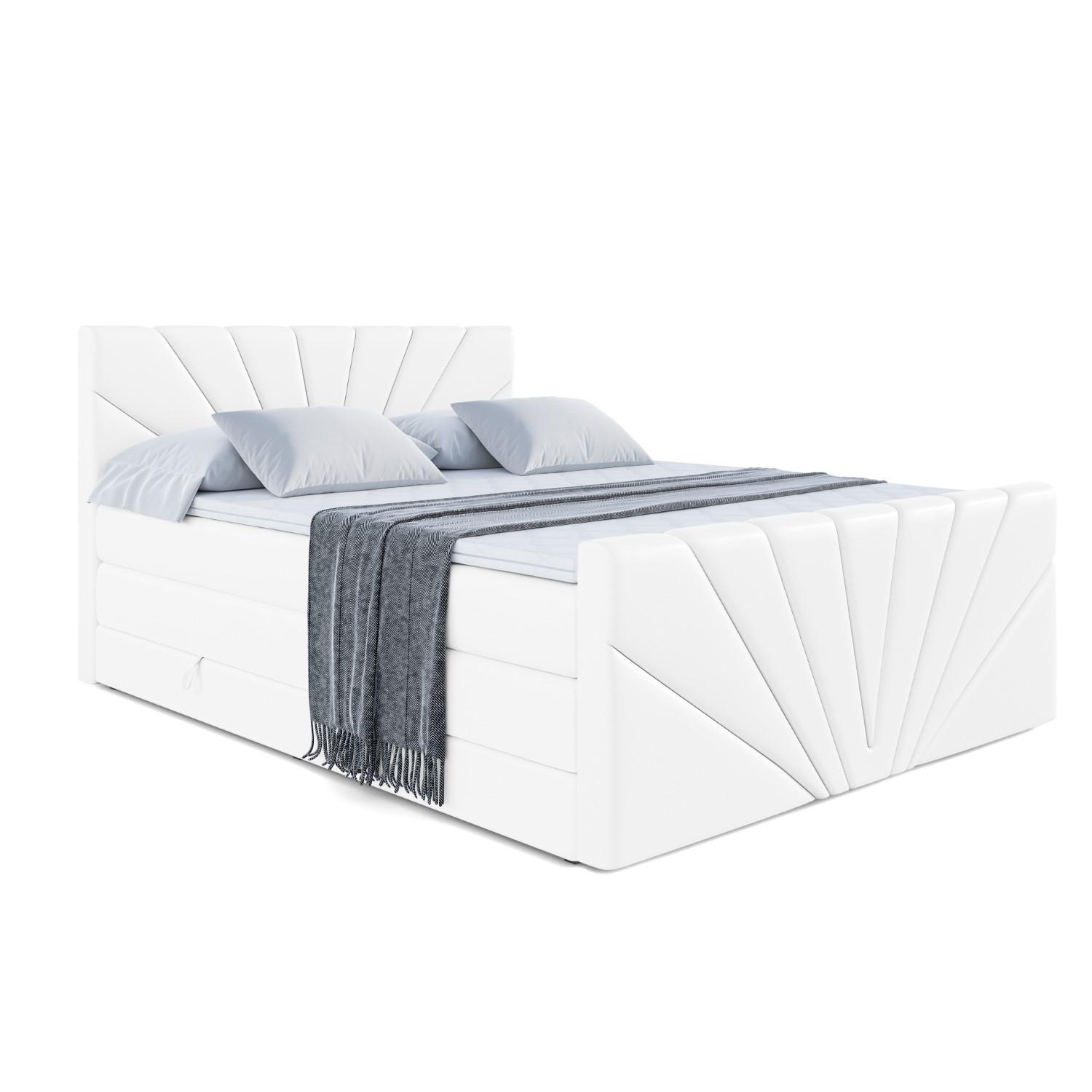 BOXSPRINGBETT MILTIO-Z KING - 140x200 - H3/H4 - Weiß Hochglanz - Weiß Hochglanz, Holzwerkstoff (140/200cm) - ALTDECOR