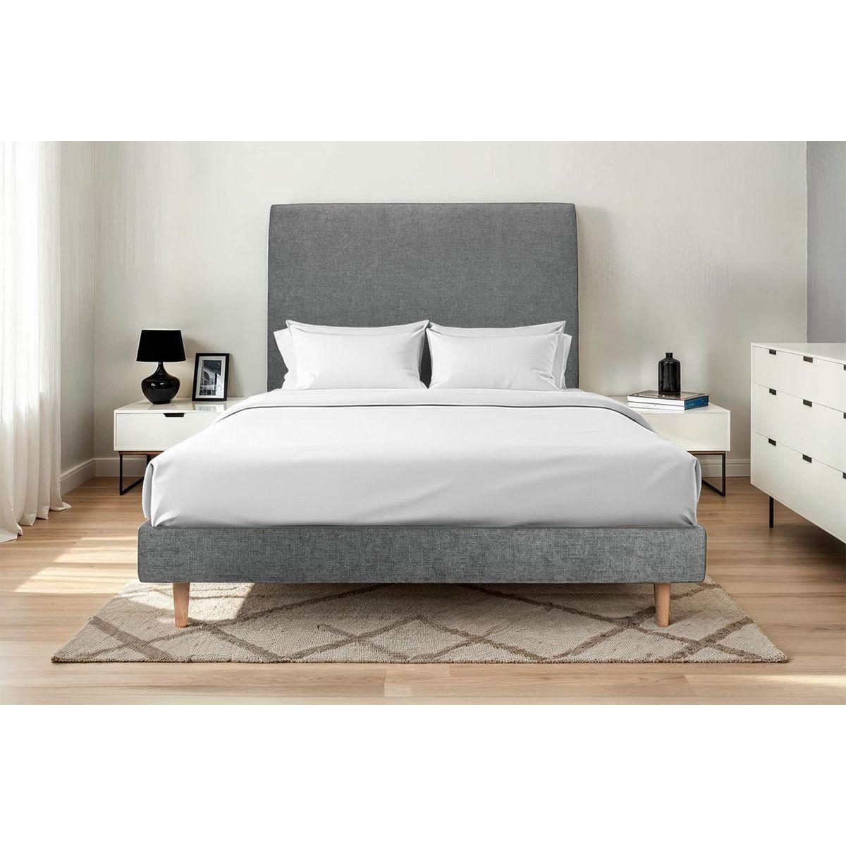 LATTENROST – Stoff – Im Bausatz - 200 x 200 cm - Beige/Anthrazit, Karton/Holz (200/200cm) - Sommeil de Plomb