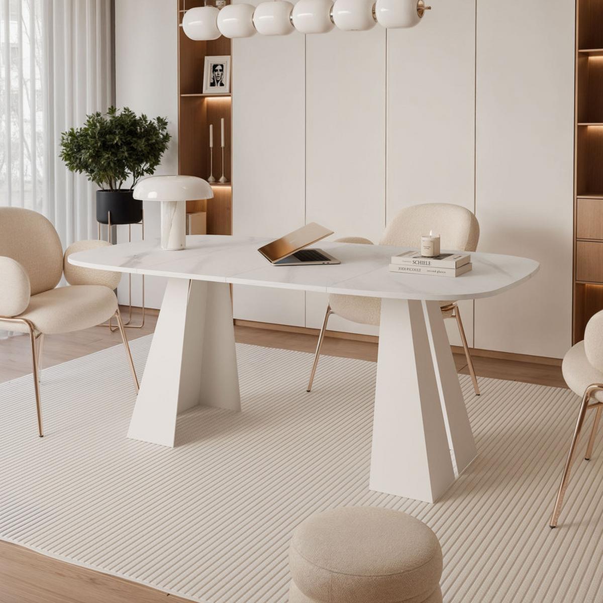 AUSZIEHTISCH ZELO 120/60/76 cm, Weiß / Bianco (Weiß) - Perlmutt/Weiß, Holzwerkstoff/Metall (60/120/76cm) - Idohome