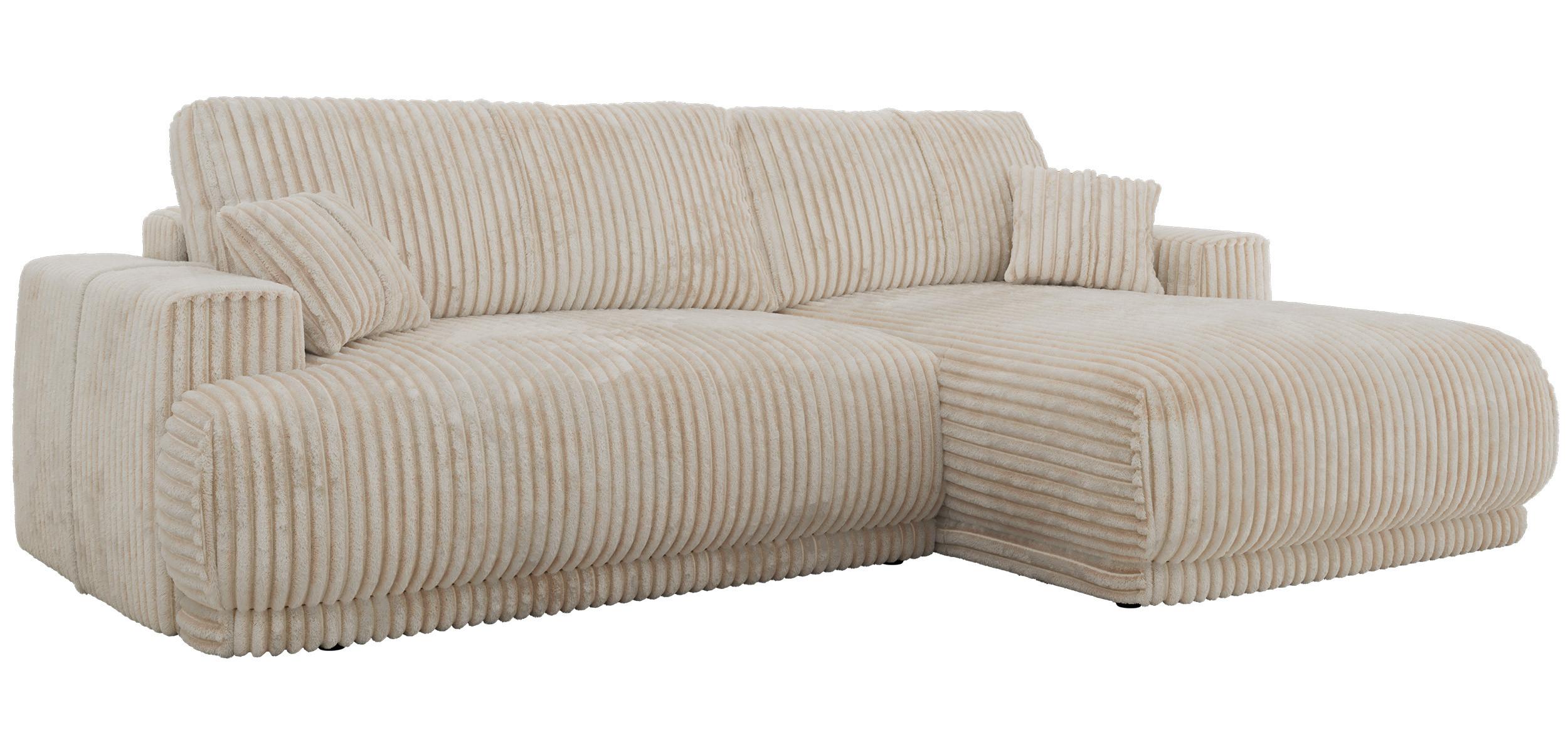 ECKSCHLAFSOFA RINA L Beige Cord - rechts - Beige/Schwarz, Kunststoff/Textil (172/266cm) - MKS