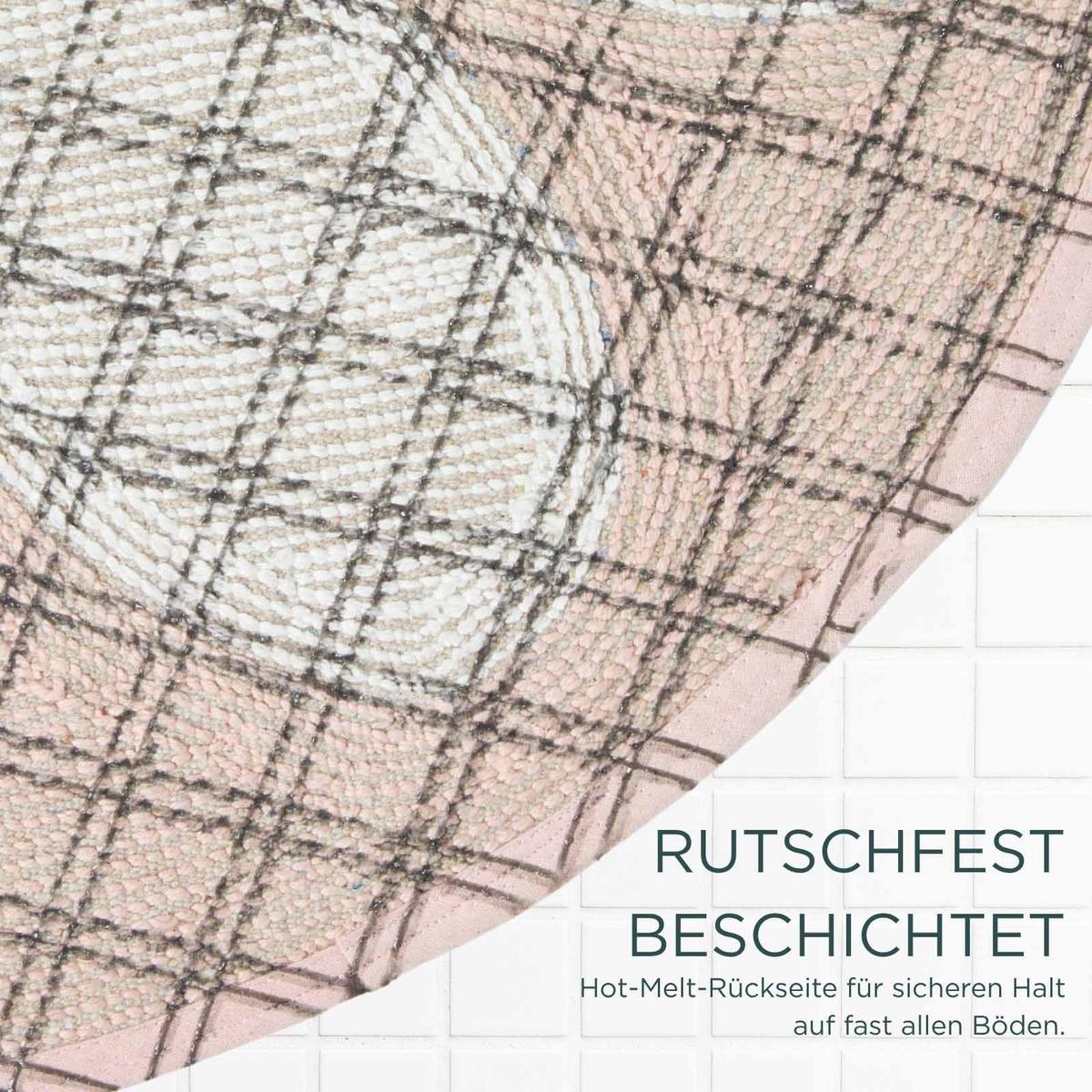 BADTEPPICH Blume rund 70 cm, rosa-weiß, 100 % Baumwolle - Rosa, Textil (70/70cm) - Homescapes