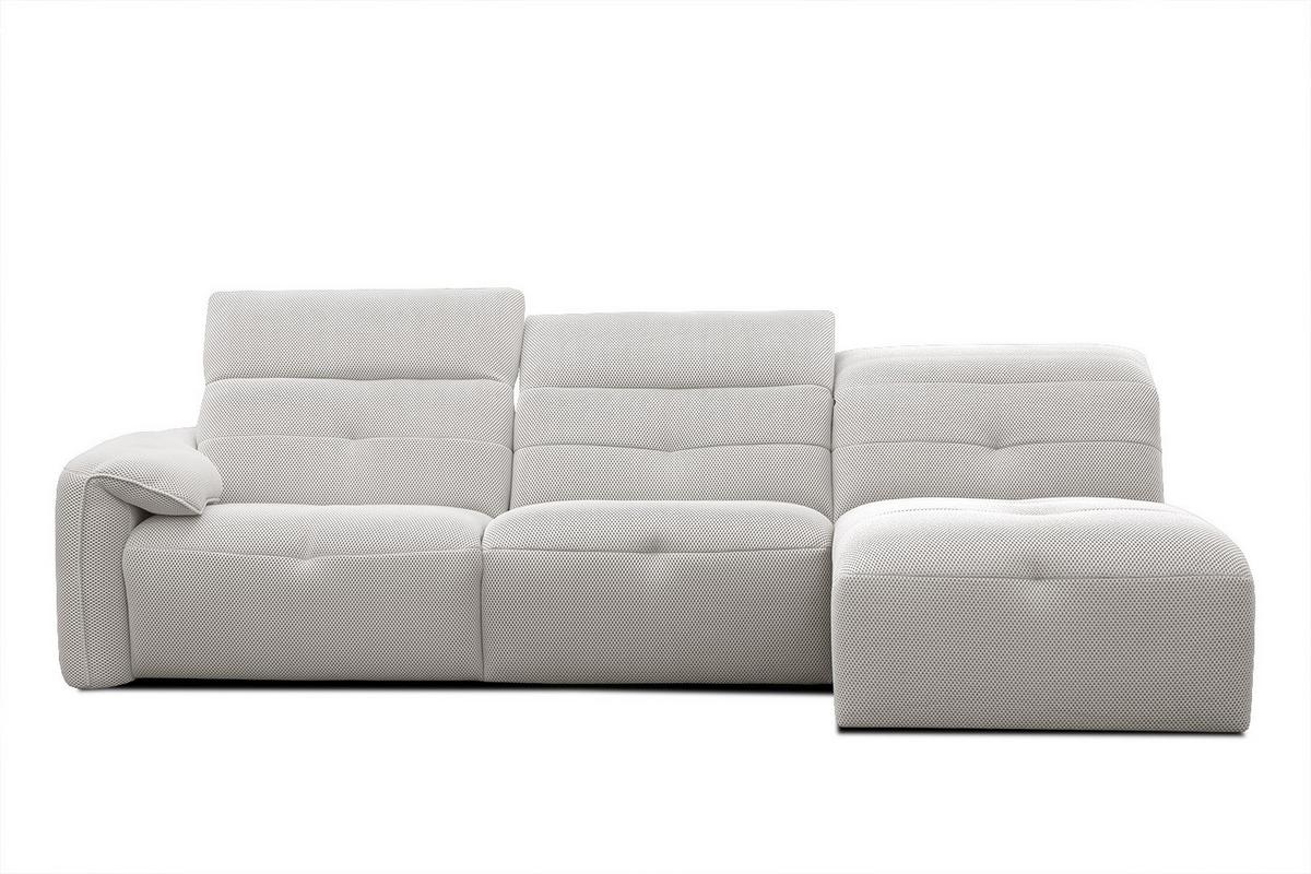 ECKSOFA TRENTO 4-Sitzer mit 1 Relaxfunktion, ecru - Ecru/Schwarz, Holzwerkstoff/Kunststoff (262/165cm) - Wozimo