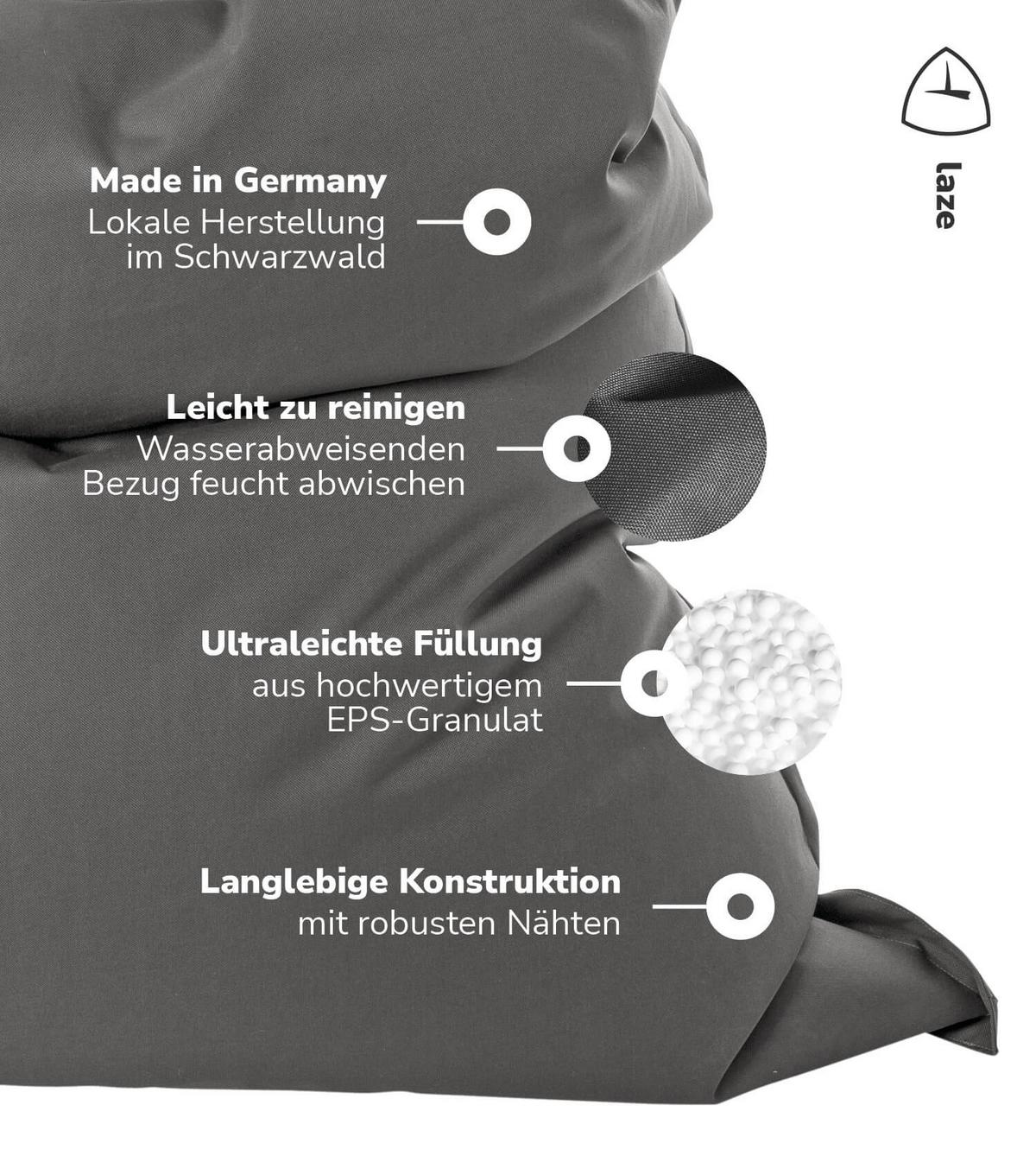 OUTDOOR SITZSACK XXL Der Große - Anthrazit, Textil (130/170/20cm) - Mokebo
