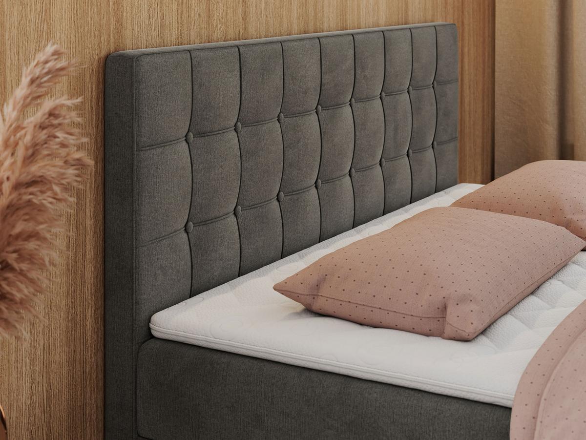 BOXBETT CARMEN 180/200 Dunkelgrau Velvet - H4 - Dunkelgrau, Holz/Textil (180/200cm) - MKS