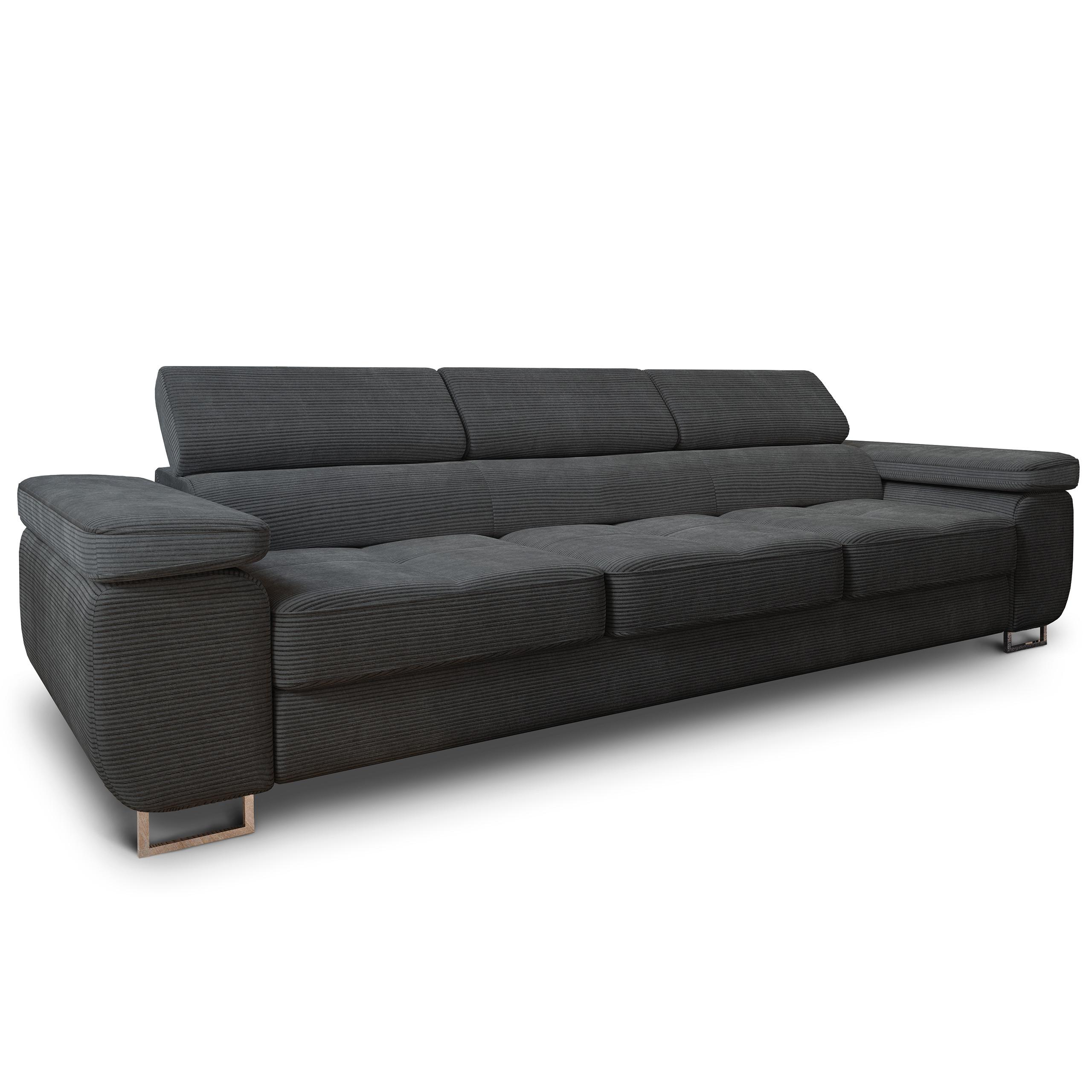 BETTSOFA MOSINE Graphitfarben Kordstoff mit Schlaffunktion - Graphitfarben, Textil (281/87/98cm) - MASSENO