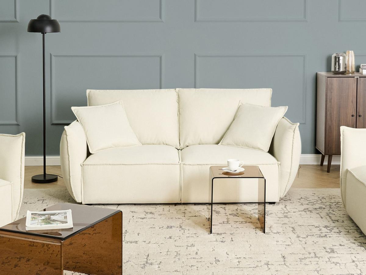 3-SITZER-SOFA Stoff Hellbeige Kunes - Beige, Textil (190/82/92cm) - Beliani