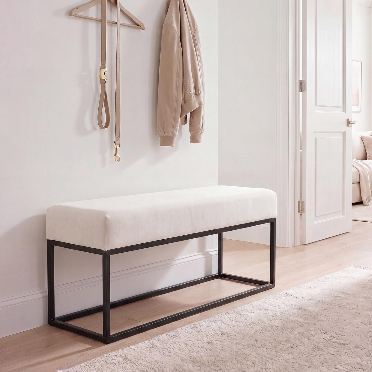 POLSTERBANK STELLA 100 cm Metallgestell, Schwarz / Creme - Creme, Textil/Metall (100/44/30cm) - Idohome
