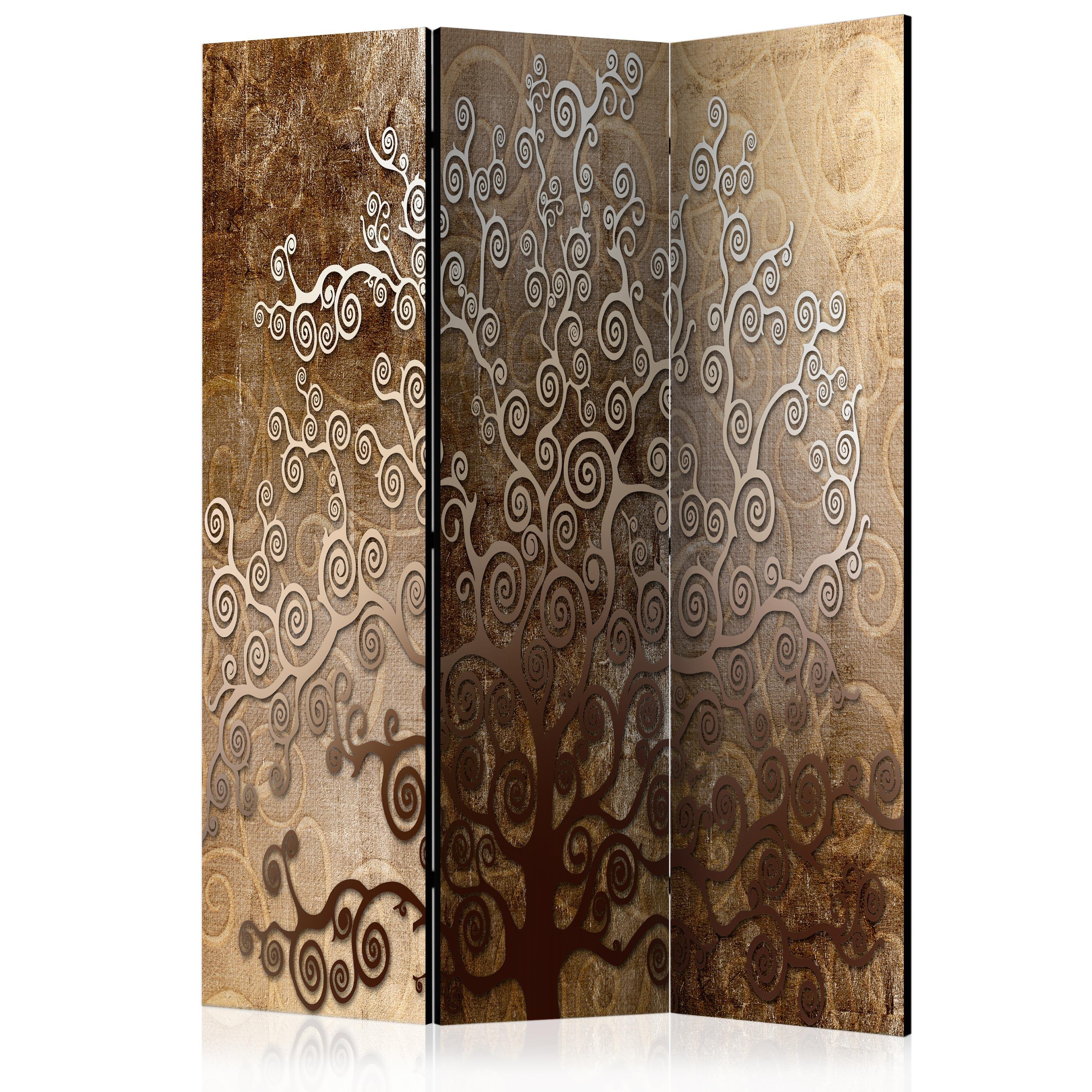 PARAVENT Beidseitig Bedruckter 3-tlg 135x172 cm Klimts Goldener Baum - Braun, Holz/Textil (135/172/3cm) - Muralo
