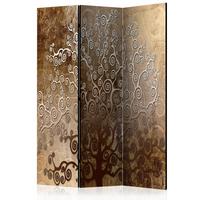 PARAVENT Beidseitig Bedruckter 3-tlg 135x172 cm Klimts Goldener Baum - Braun, Holz/Textil (135/172/3cm) - Muralo