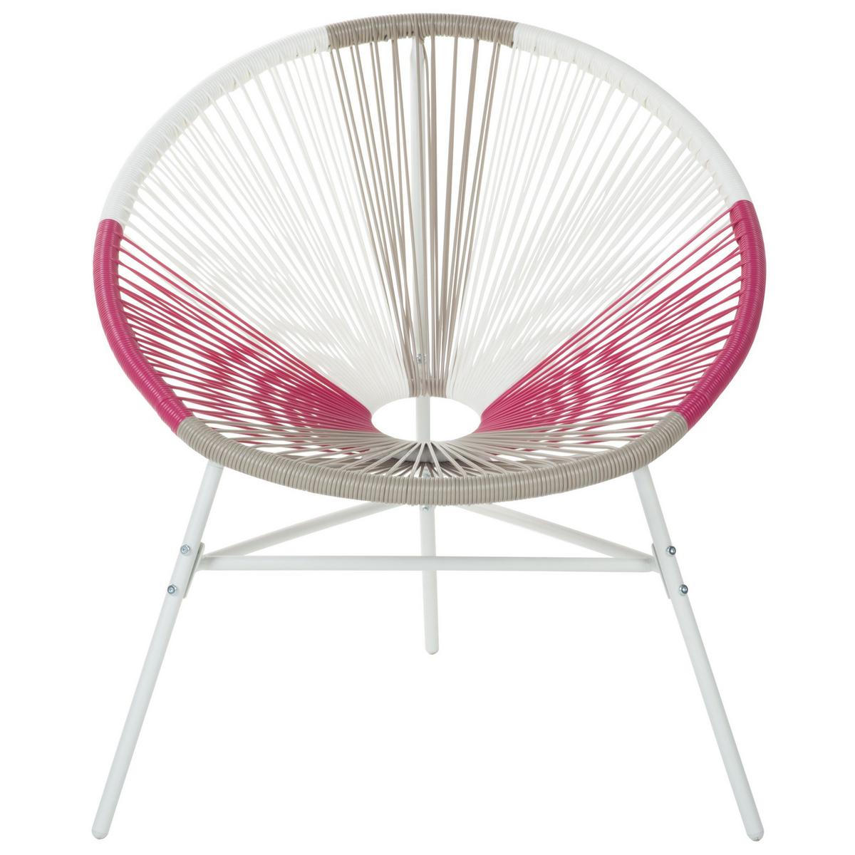 RATTANSTUHL Kunststoff weiß/beige/rosa 76 cm Acapulco - Pink/Beige, Kunststoff (76/85/76cm) - Beliani