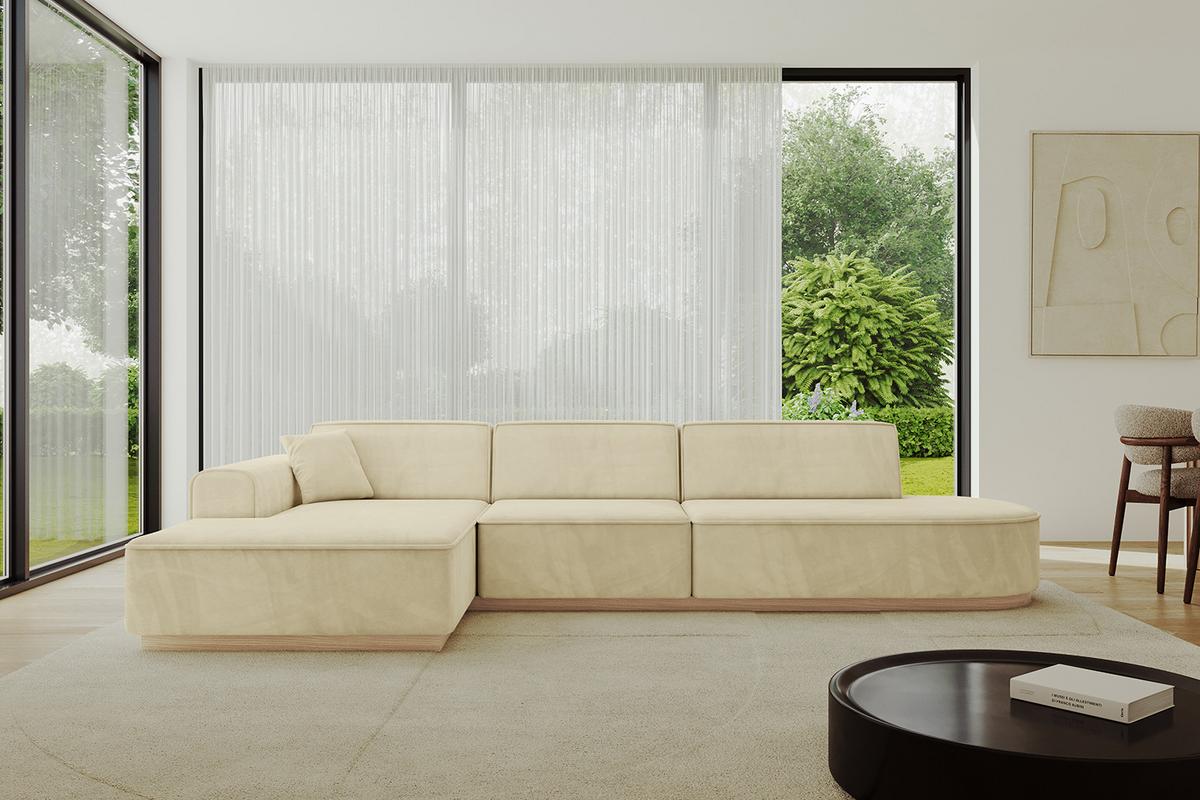 ECKSOFA Ottomane Links IREA-L2 - 327x165x80 cm Beige - Taupe, Holzwerkstoff/Textil (327/165cm) - ALTDECOR