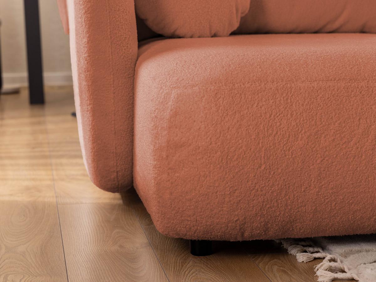 ECKSOFA Candy mit Schlaffunktion Terrakotta Bouclé-Stoff - Ottomane links - Rostfarben/Terracotta, Holz/Kunststoff (230/146cm) - S-Style Möbel