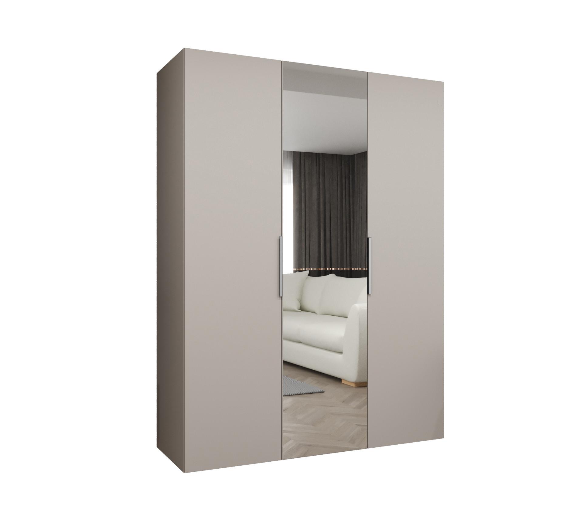 DREHTÜRENSCHRANK 202/150/52 3-türig - Kaschmir/Schwarz, Holz (150/202/52cm) - MÖBEL KRYSPOL
